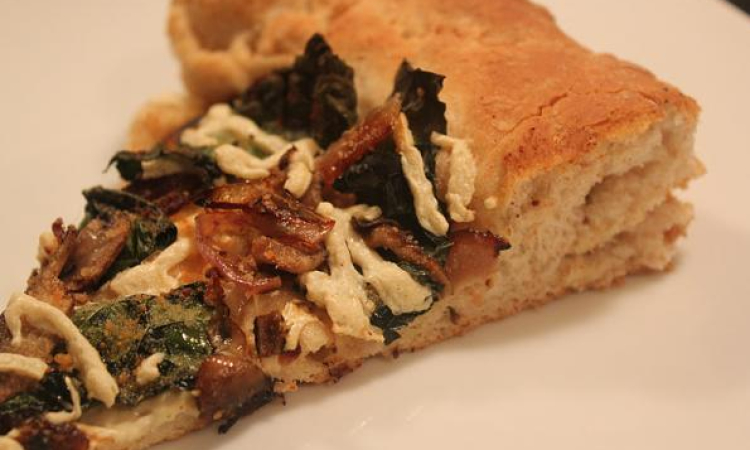 Mushroom and Kale Pizza with Truffle Oil