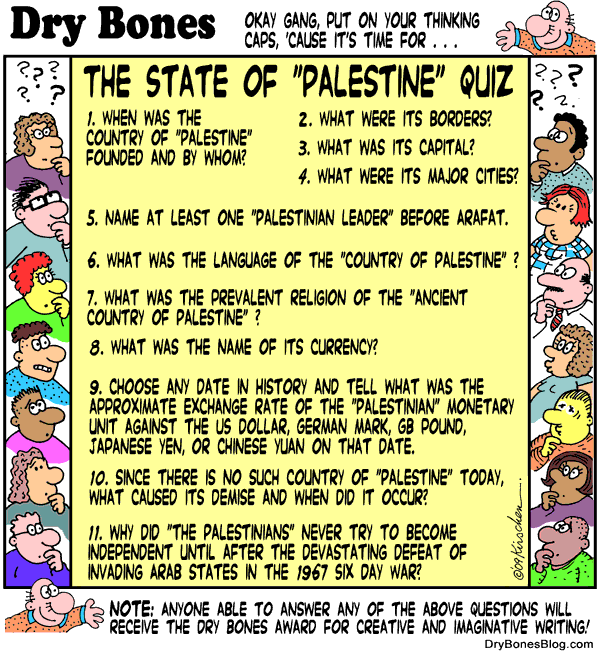 A Cartoon Image of the 11 Question State of Palestine Quiz