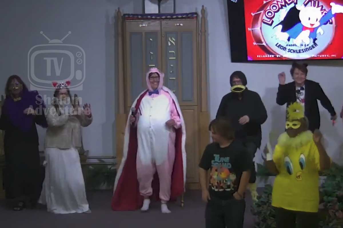A Looney Tunes themed Purim celebration and worship at Beth-El Shalom
